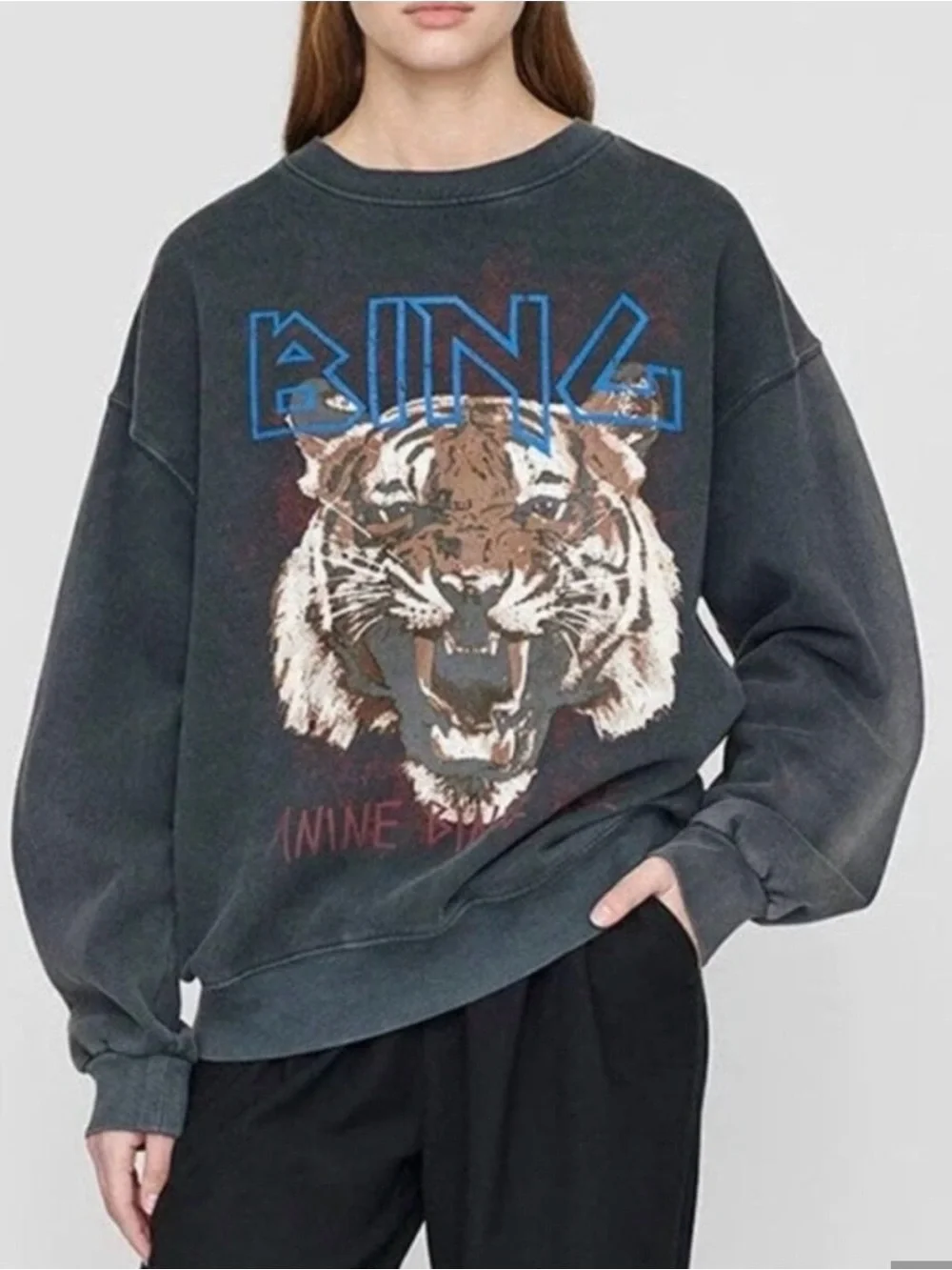 Anine Bing Black Tiger Graphic Crewneck Sweater - Picture 4 of 4